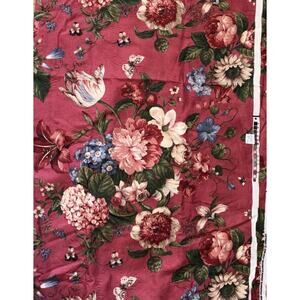 Vintage John Wolf Fabric Pink Floral Chintz Fabric 4+Yds Ralph Lauren Style